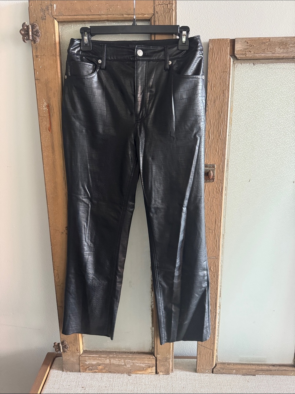 Express Black Faux-Leather Cropped Pants